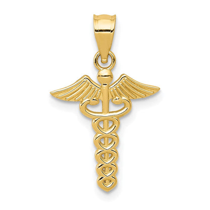 14K Gelbgold Caduceus Medizinisch Anhänger