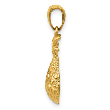 14K Gelbgold Diamant-Ananas-Anhänger, diamantiert