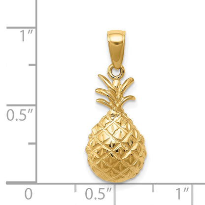 14K Gelbgold Diamant-Ananas-Anhänger, diamantiert
