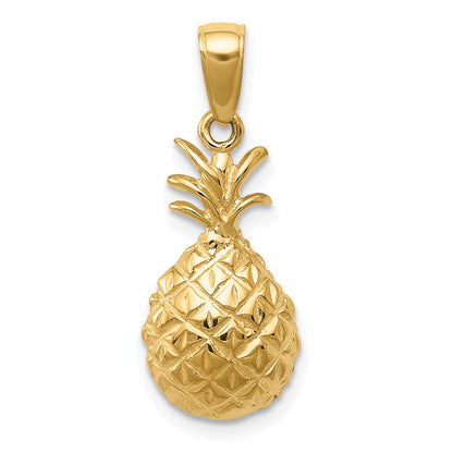 14K Gelbgold Diamant-Ananas-Anhänger, diamantiert