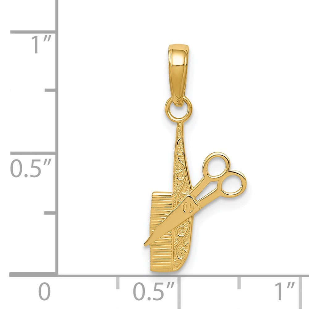 14K Gelbgold Comb und Scissors Charm