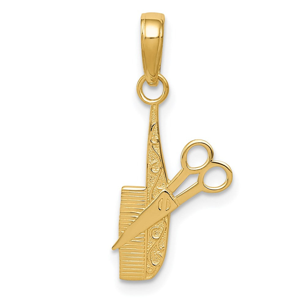 14K Gelbgold Comb und Scissors Charm