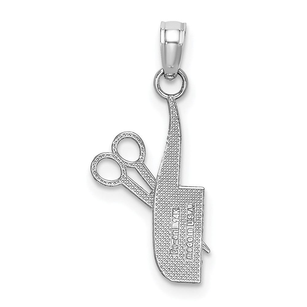 14K Weißgold Comb und Scissors Charm