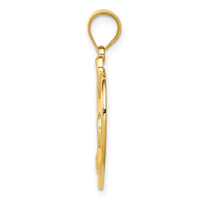 14K Gelbgold Noten Schlüssel in Herz Charm