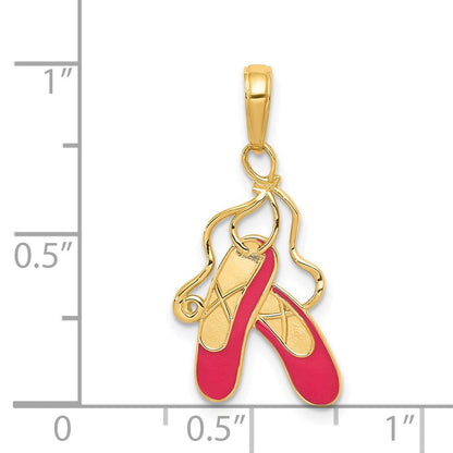 14K Gelbgold Emailliert Ballett Slippers Charm