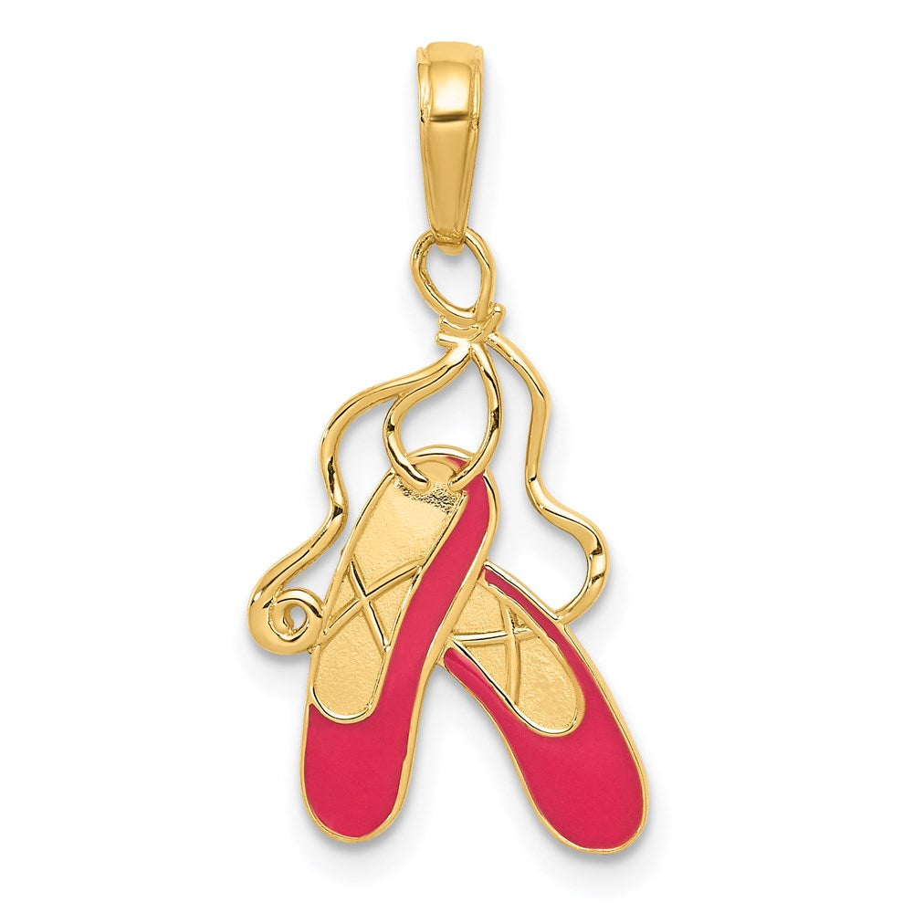 14K Gelbgold Emailliert Ballett Slippers Charm