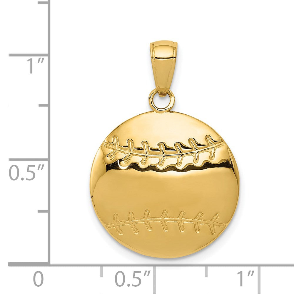 14K Gelbgold Polierter Baseball-Charm