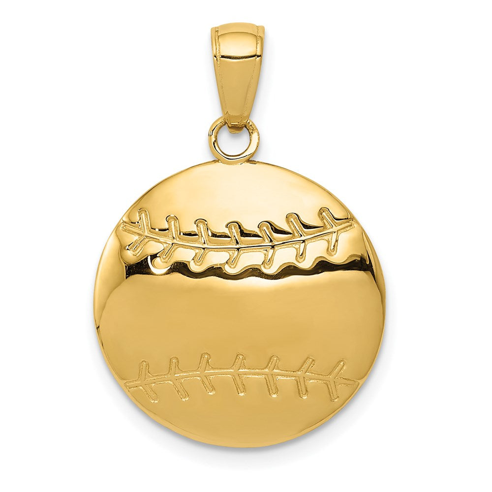 14K Gelbgold Polierter Baseball-Charm