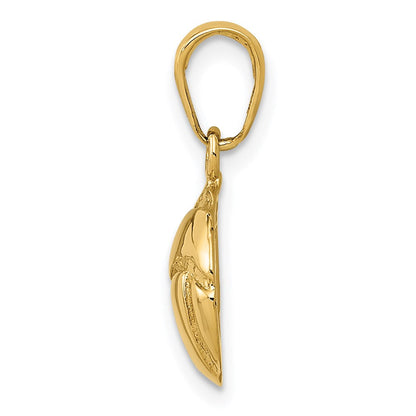 14K Gelbgold Massiv Poliert Offen Rückseite Volleyball Charm