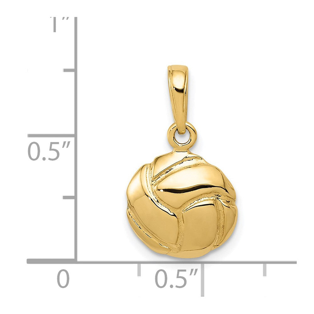 14K Gelbgold Massiv Poliert Offen Rückseite Volleyball Charm