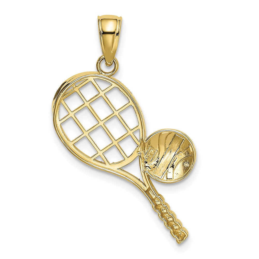 14K Gelbgold Charm „Tennisschläger" mit Diamantschliff
