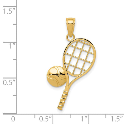 14K Gelbgold Charm „Tennisschläger" mit Diamantschliff