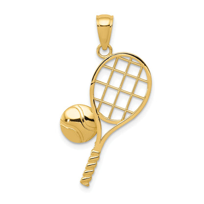 14K Gelbgold Charm „Tennisschläger" mit Diamantschliff