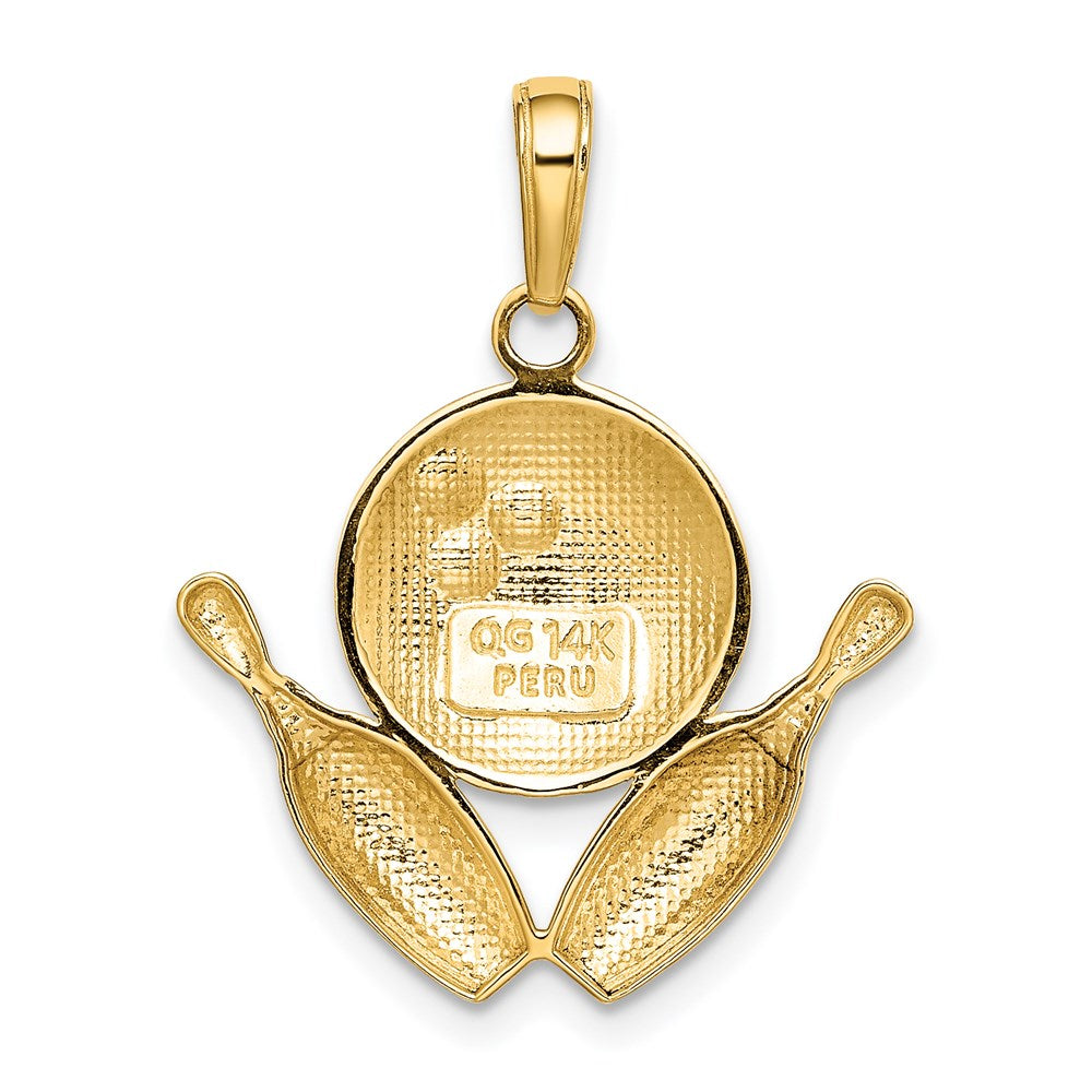 14K Gelbgold Bowling-Themen-Charm, diamantiert