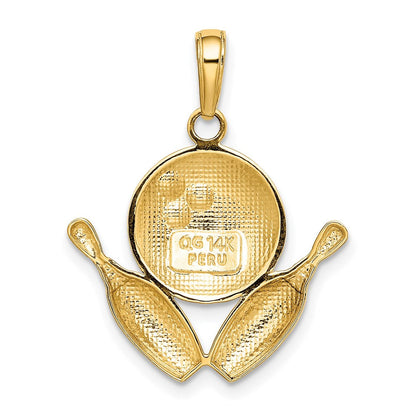 14K Gelbgold Bowling-Themen-Charm, diamantiert