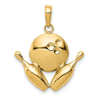14K Gelbgold Bowling-Themen-Charm, diamantiert