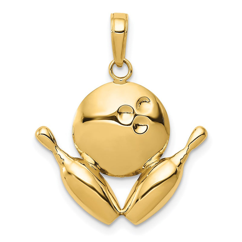14K Gelbgold Bowling-Themen-Charm, diamantiert