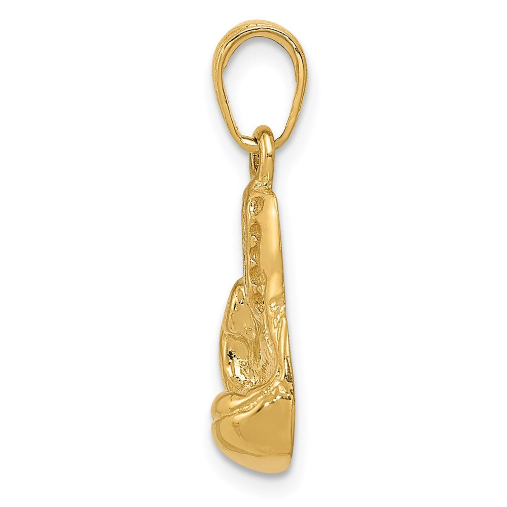 14K Gelbgold polierter Boxhandschuh-Charm mit Ausschnitten