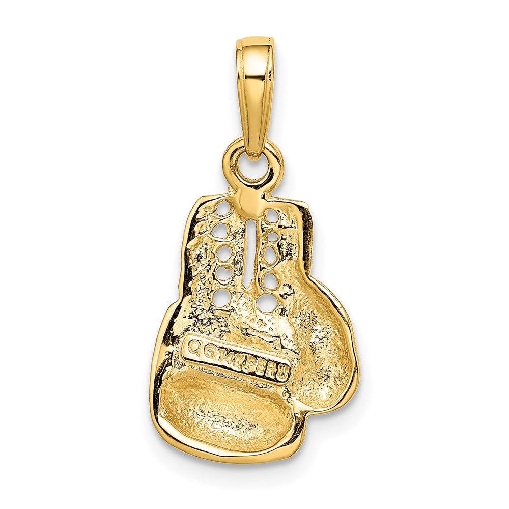 14K Gelbgold polierter Boxhandschuh-Charm mit Ausschnitten