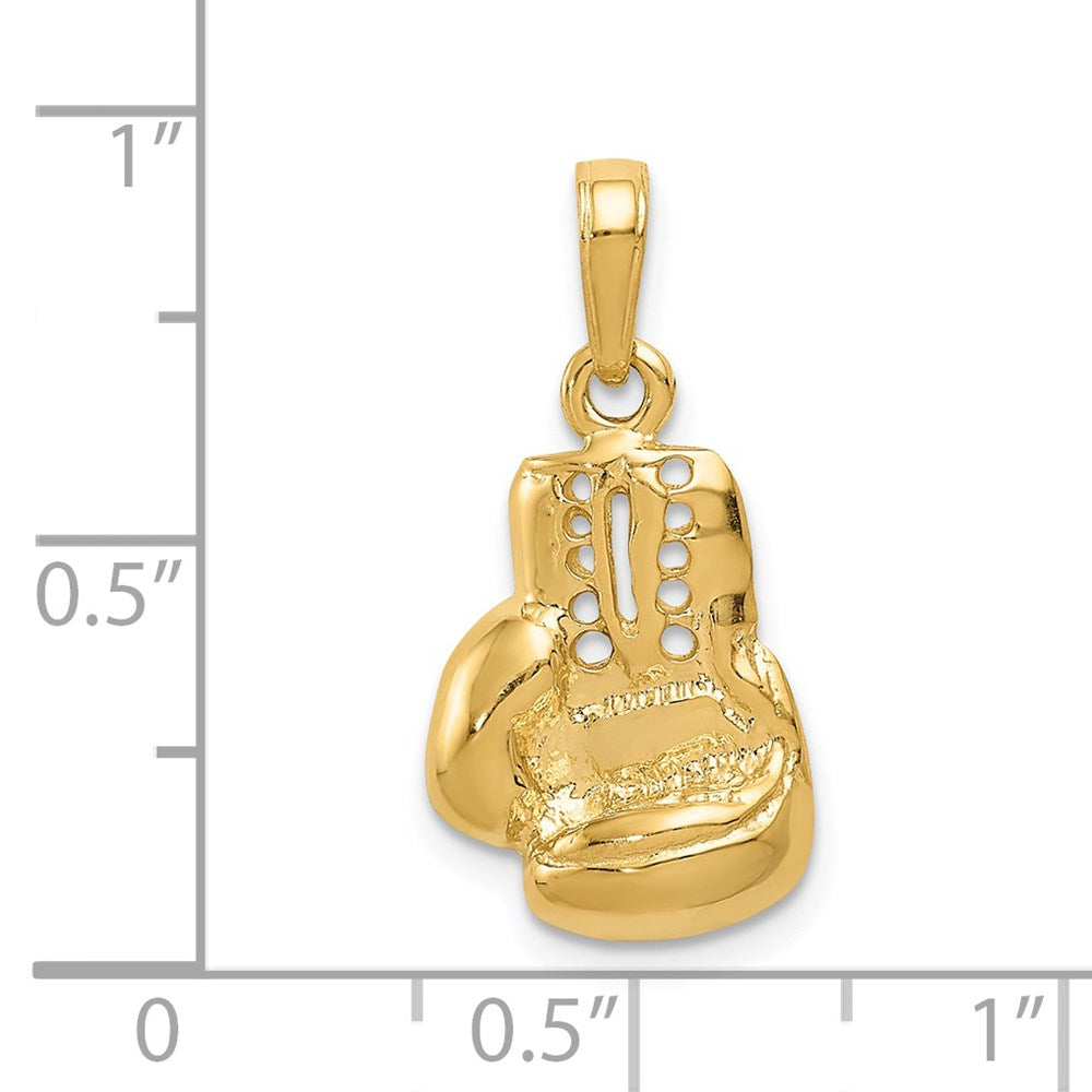 14K Gelbgold polierter Boxhandschuh-Charm mit Ausschnitten