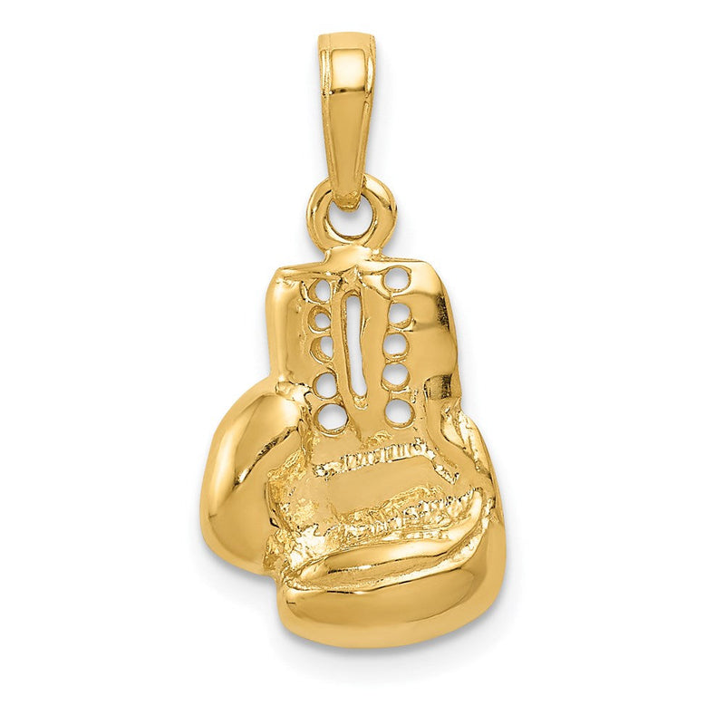 14K Gelbgold polierter Boxhandschuh-Charm mit Ausschnitten