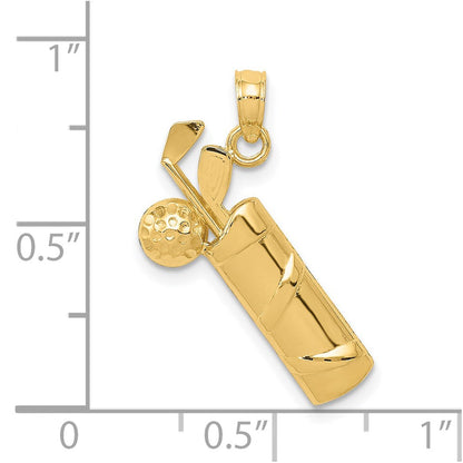 14K Gelbgold Poliert Golf Bag Charm