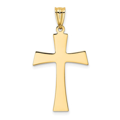 Kreuzanhänger aus 14K Gelbgold mit Rhodium, rhodiniert und poliert
