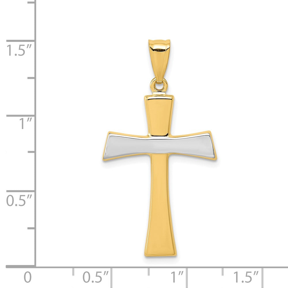 Kreuzanhänger aus 14K Gelbgold mit Rhodium, rhodiniert und poliert