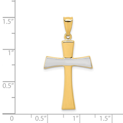 Kreuzanhänger aus 14K Gelbgold mit Rhodium, rhodiniert und poliert