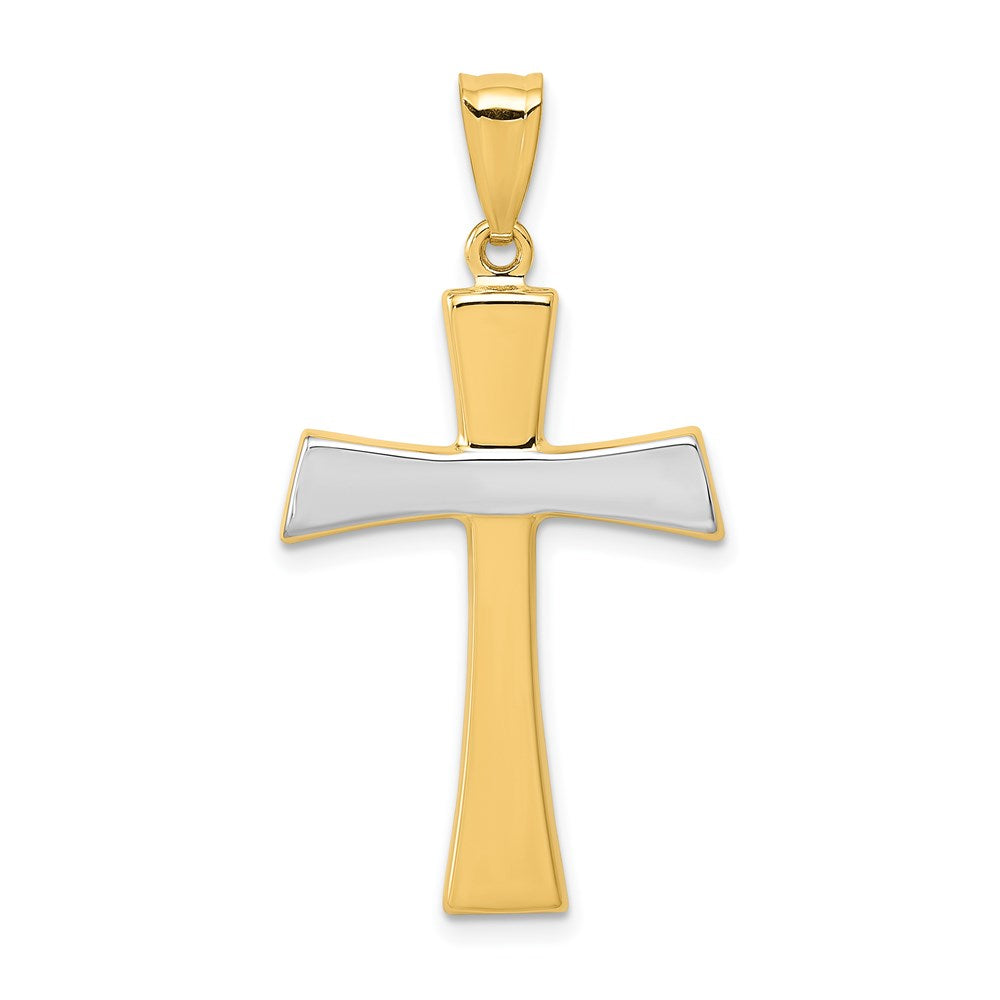 Kreuzanhänger aus 14K Gelbgold mit Rhodium, rhodiniert und poliert