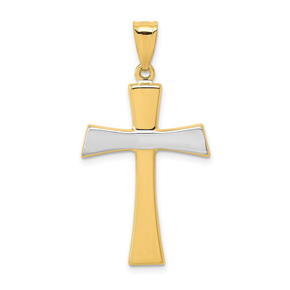 Kreuzanhänger aus 14K Gelbgold mit Rhodium, rhodiniert und poliert