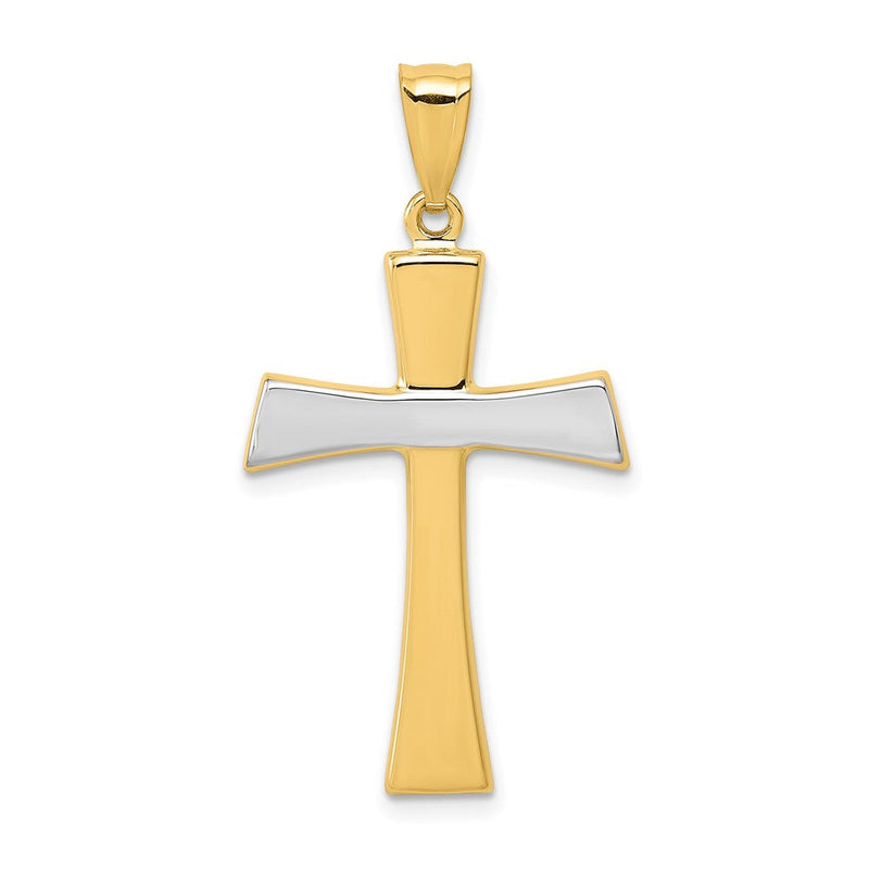 Kreuzanhänger aus 14K Gelbgold mit Rhodium, rhodiniert und poliert