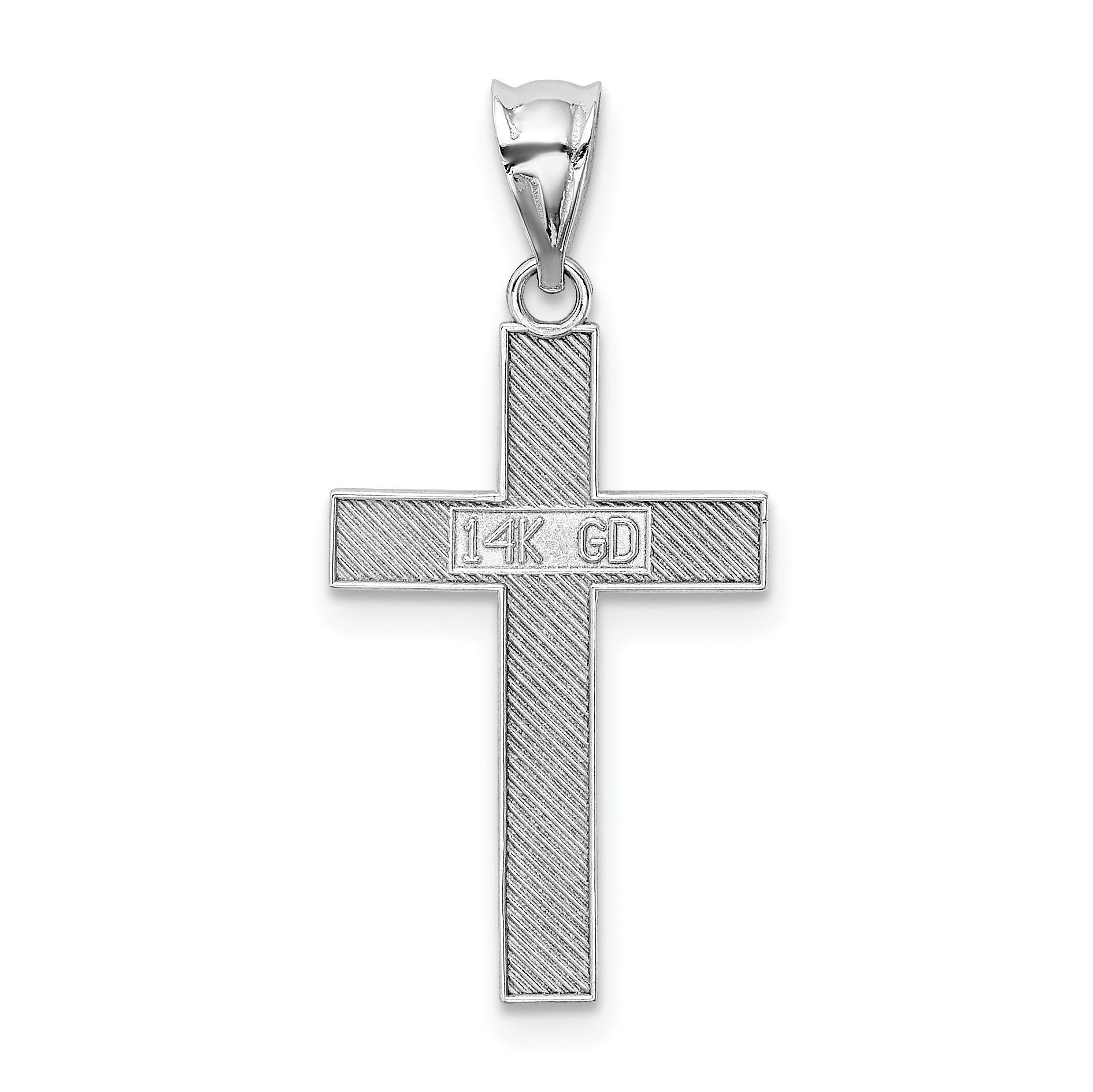 14K Weißgold Kreuz Anhänger