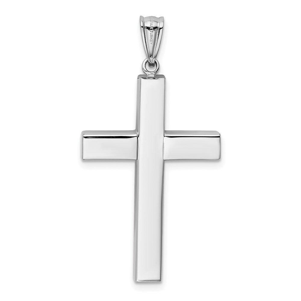 14K Weißgold Poliert Hohl Kreuz Anhänger