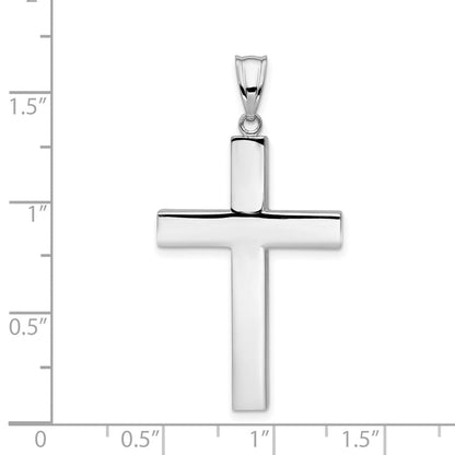 14K Weißgold Poliert Hohl Kreuz Anhänger