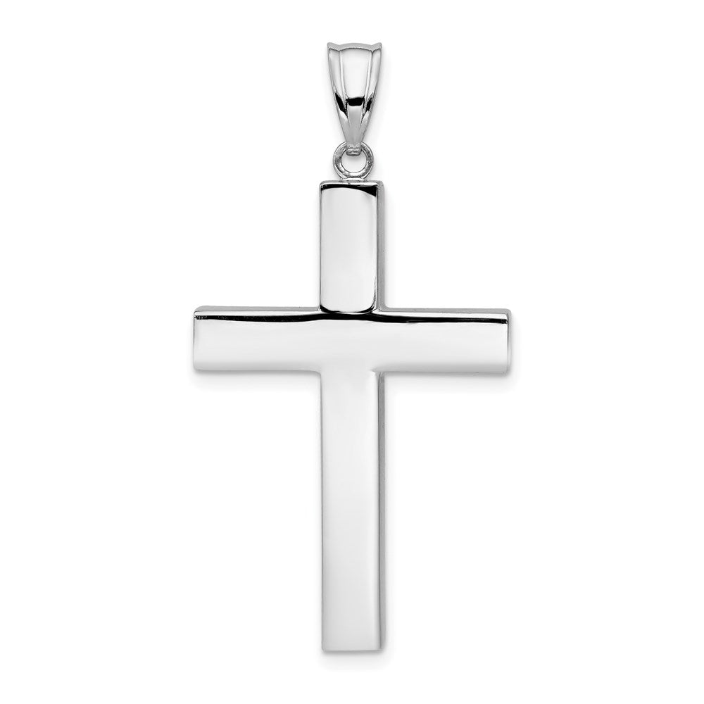 14K Weißgold Poliert Hohl Kreuz Anhänger