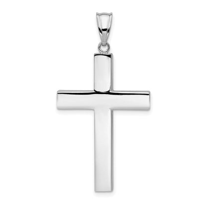 14K Weißgold Poliert Hohl Kreuz Anhänger