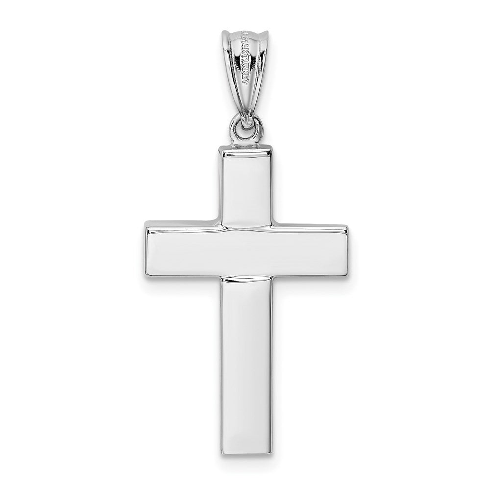 14K Weißgold Poliert Hohl Kreuz Anhänger