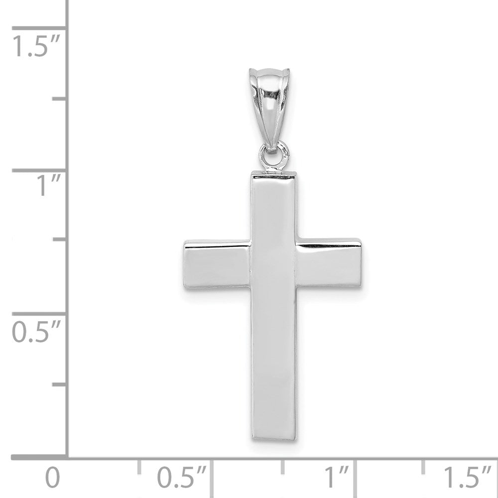 14K Weißgold Poliert Hohl Kreuz Anhänger