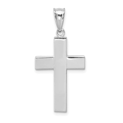 14K Weißgold Poliert Hohl Kreuz Anhänger