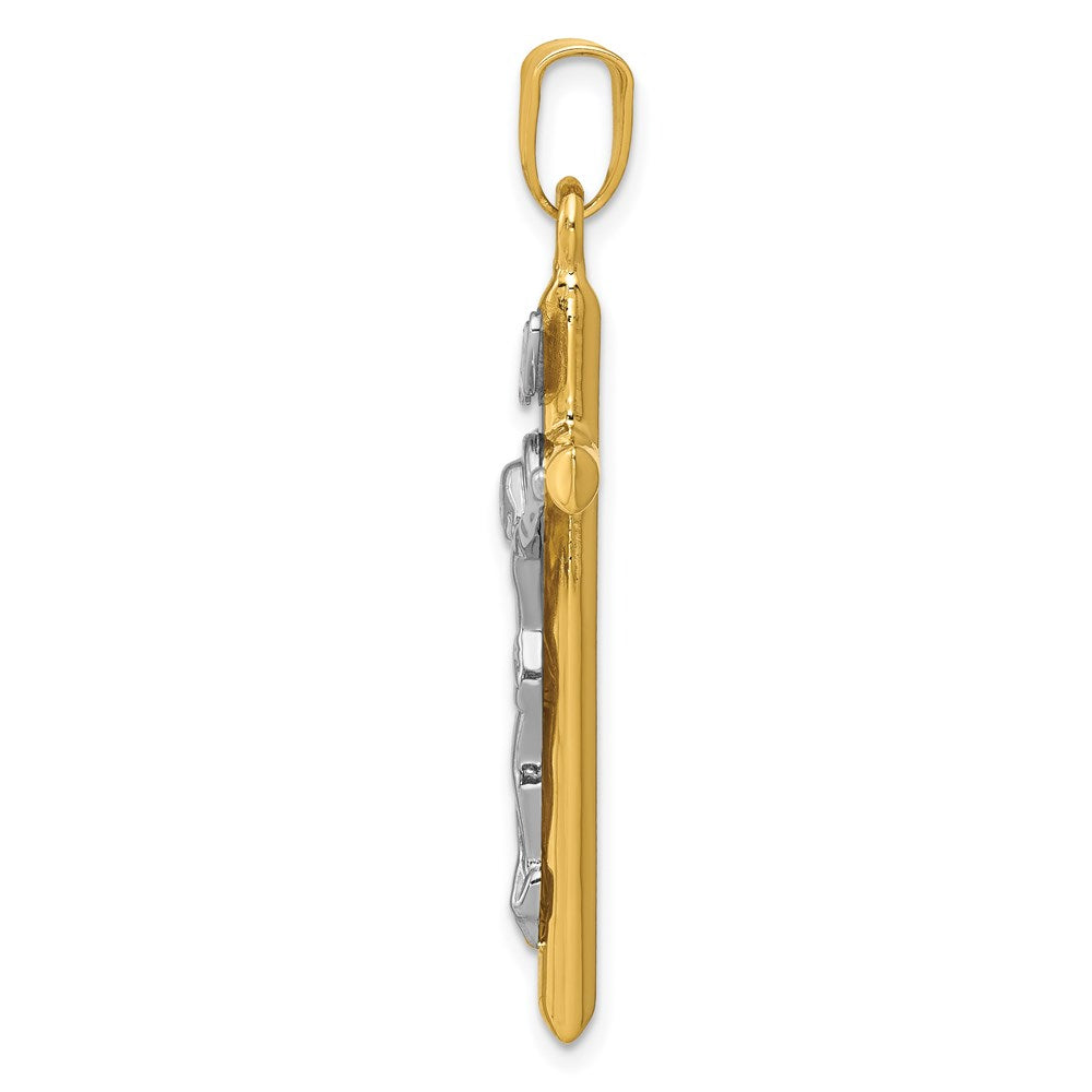 14K Bicolor-Gold INRI-Kruzifix-Anhänger