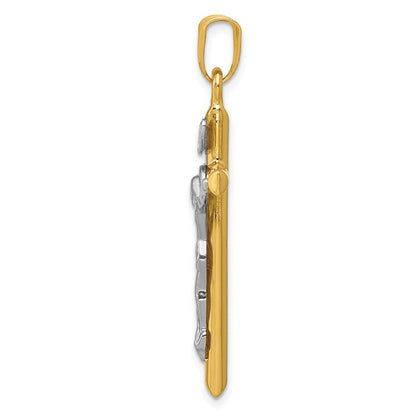 14K Bicolor-Gold INRI-Kruzifix-Anhänger