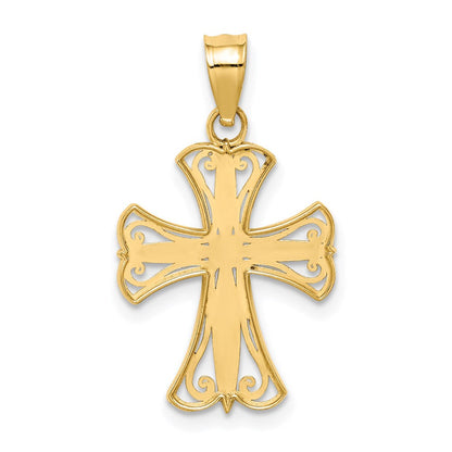 14K Gelb & Rhodium mit Rhodium Diamantiert Kreuz Anhänger