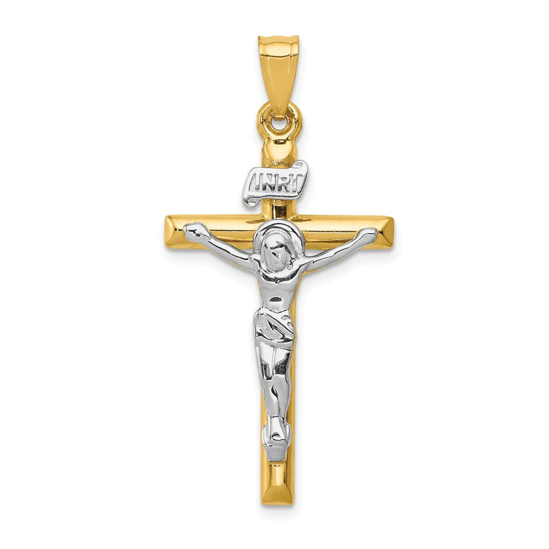 14K Bicolor-Gold INRI-Kruzifix-Anhänger