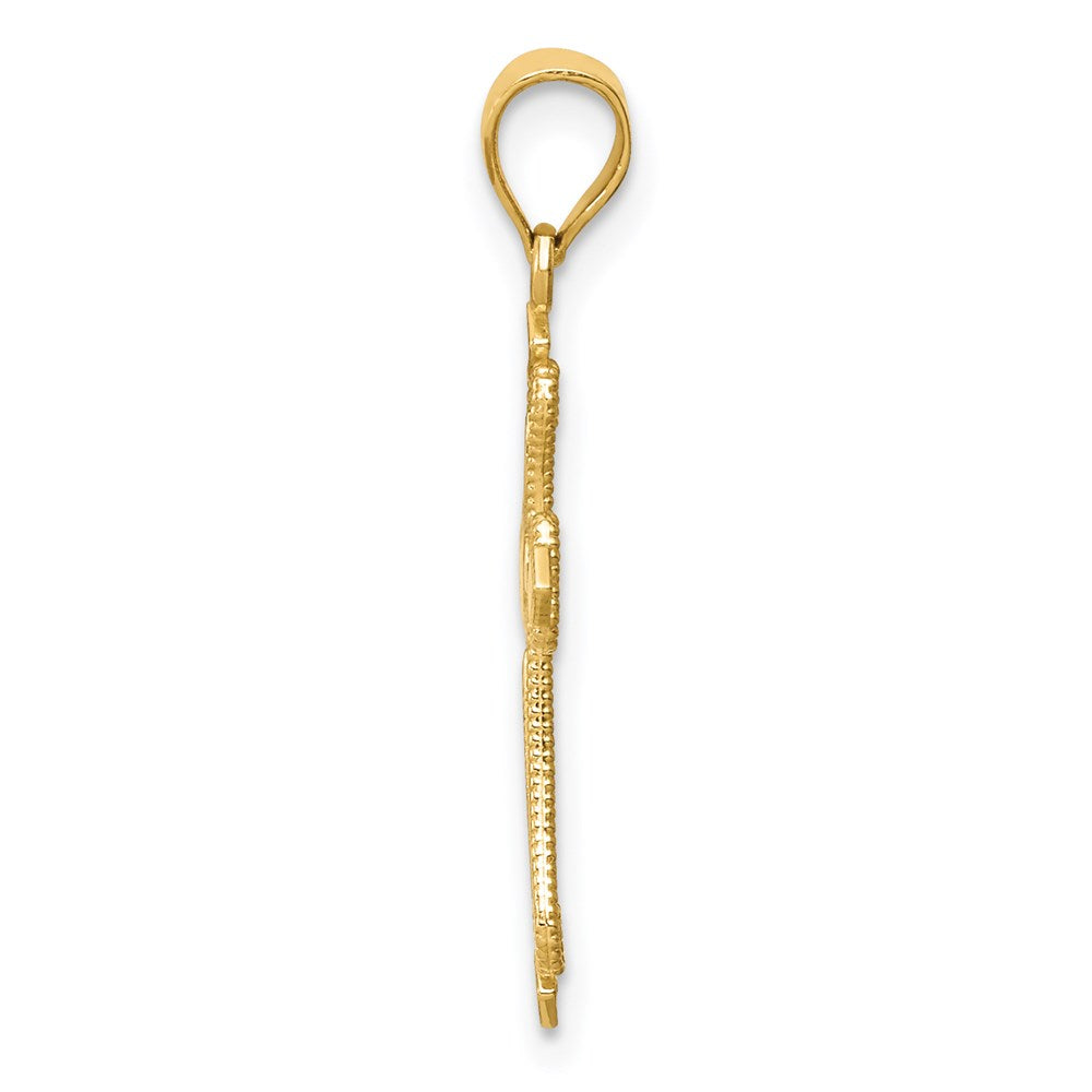 14K Gelbgold Mini Knospend Kreuz Anhänger