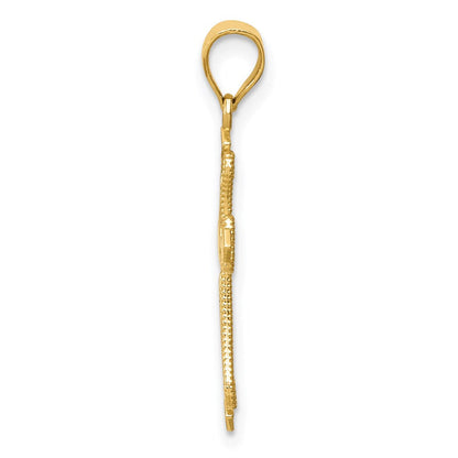 14K Gelbgold Mini Knospend Kreuz Anhänger