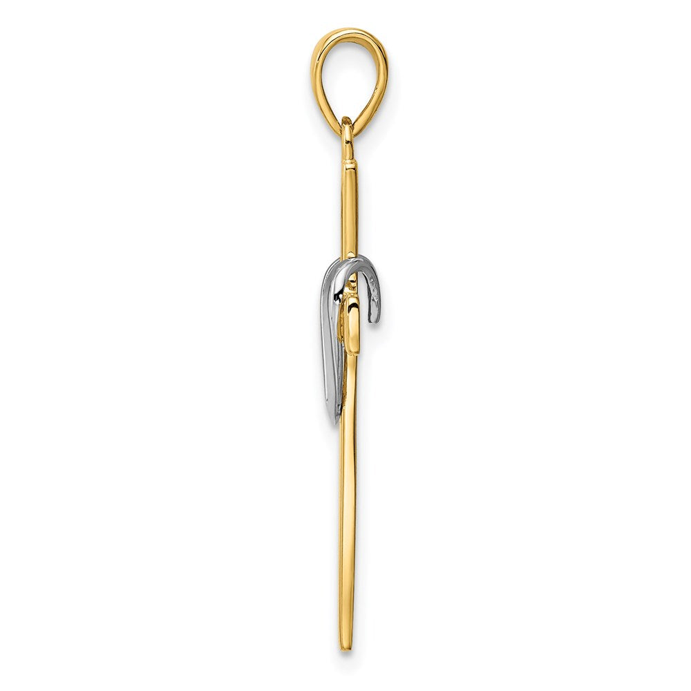 14K Gelbgold & Rhodiumgold mit Rhodium, polierter Herz-Kreuz-Anhänger