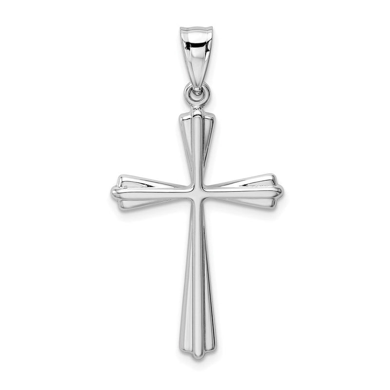 14K Weißgold Poliert Kreuz Anhänger