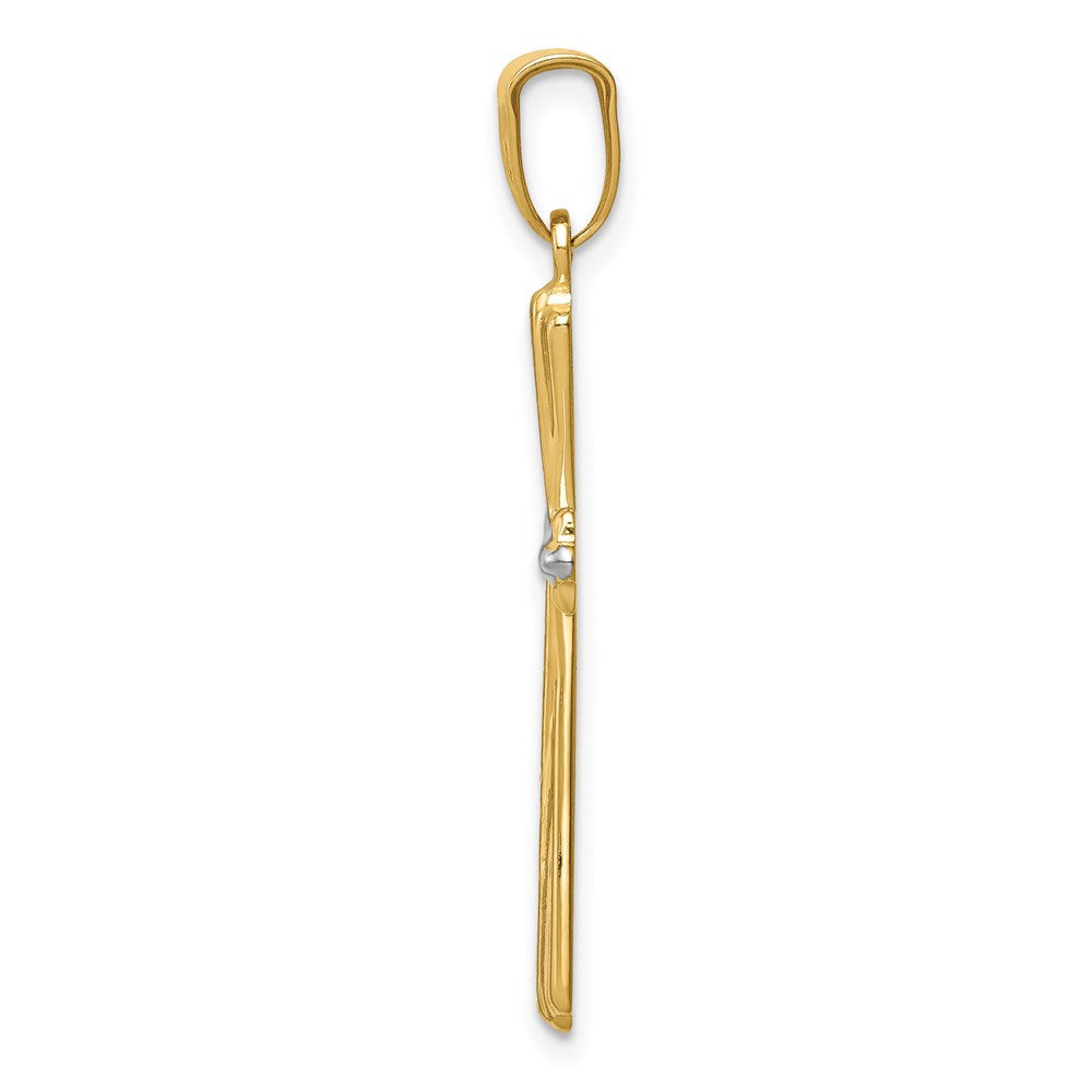 14K Gelb & Rhodium mit Rhodium Diamantiert Kreuz Anhänger