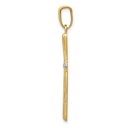 14K Gelb & Rhodium mit Rhodium Diamantiert Kreuz Anhänger